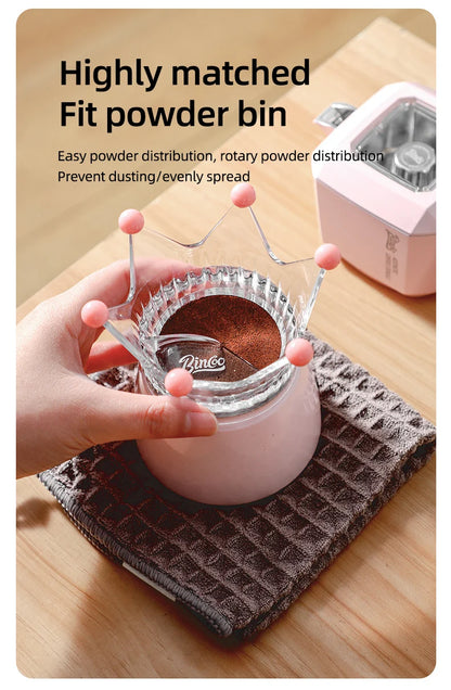 Bincoo Crown Style Coffee Distributor for Moka Pot, Powder Filling & Tamping Tool, Barista Accessory with Leveling Base