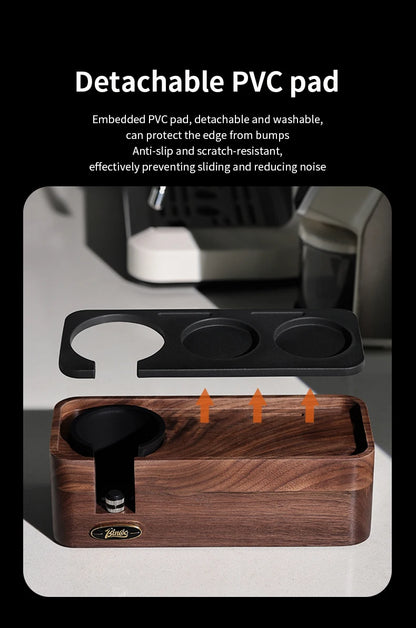 Bincoo Wooden Espresso Tamping Stand Set: Tamper+Distributor, 51/58mm Dual-Size, Barista Organizer