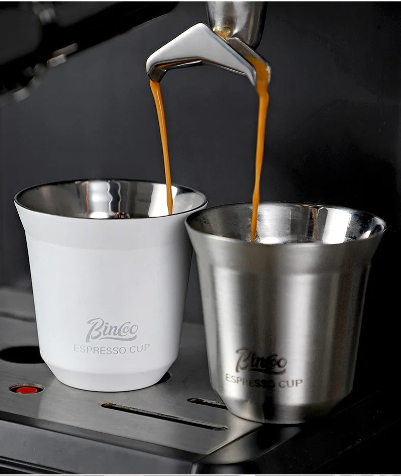 Bincoo 304 Stainless Steel Espresso Mugs 80ML Coffee Cups Insulated Double Wall Heat-insulating Safe Small Capacity Drink Cups