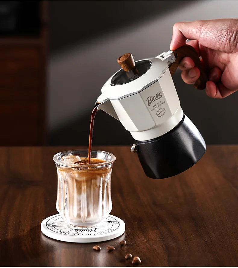 Bincoo Dual Valve Moka Pot Set , Espresso Coffee Maker, Portable Home Machine, Outdoor Use