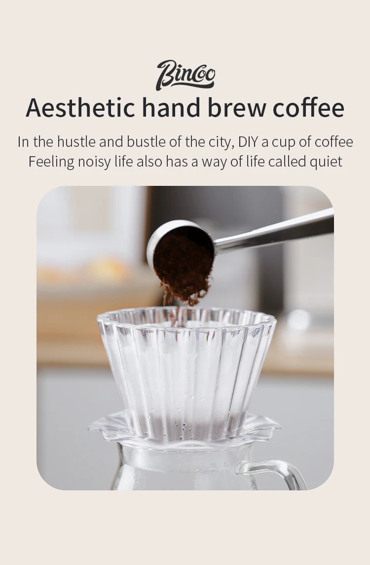 Bincoo  Basket Coffee Dripper Crystal Eye Pour Over Coffee Filter Tritan 1-2Cups Coffee Maker Flat Bottom Increase Uniformity