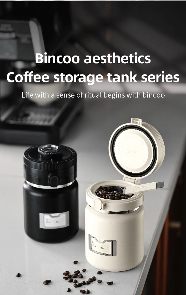 Bincoo Coffee Bean Vacuum Sealed Tank Stainless Steel Grain Tea Nut Keep Fresh Storage Jars Kitchen Airtight Sealed Cans 1000ML