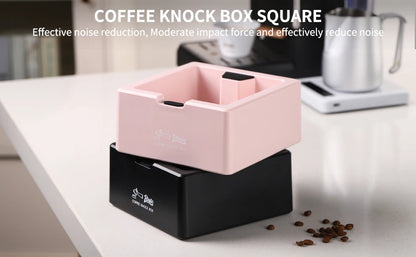 Bincoo ABS Coffee Knock Box, Square Anti-Slip Design with Silicone Base for Espresso Grounds, Home & Cafe Use