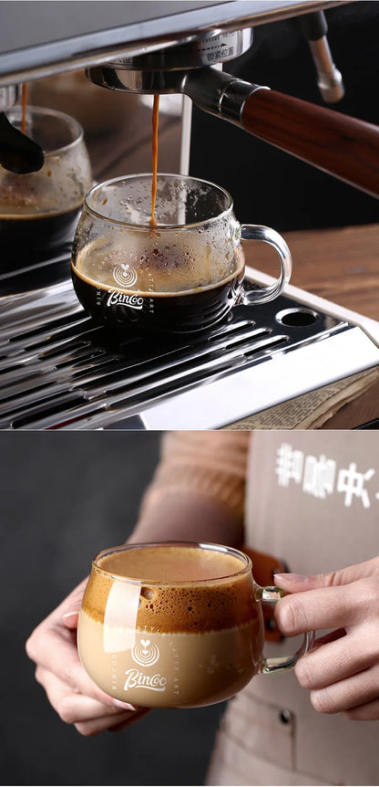Bincoo 280ml Heat Resistant High Borosilicate Glass Mug Coffee Cup with Handle Office Tea Milk Water Cup Clear Cups Espresso mug