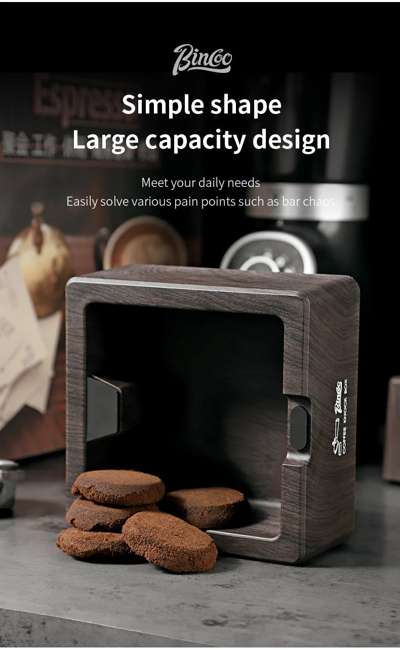 Bincoo Coffee Knock Box for Espresso Machines, Commercial Barista Pucks Disposal Bin with Handle, Home/Cafe Countertop Use