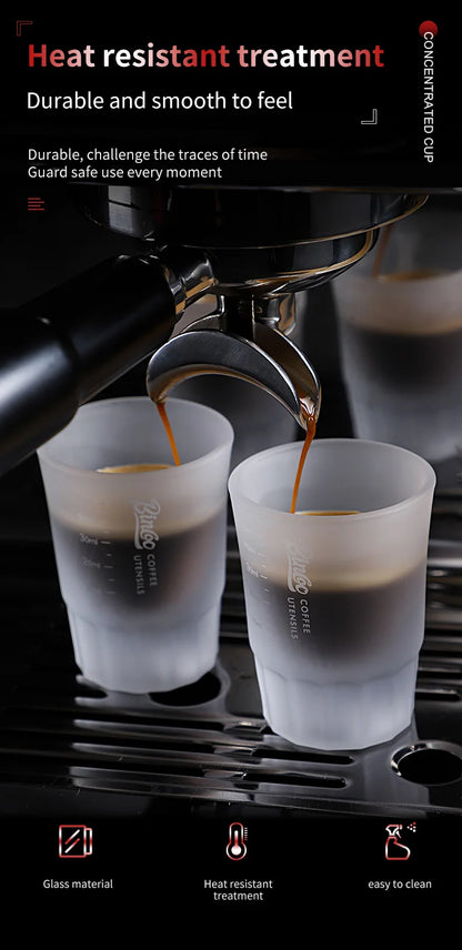BINCOO Espresso Glass Measuring Cup 50ML Clear Shot Glasses Coffee Mugs Set Espresso Measuring Cup Tools Milk Frothing Pitcher