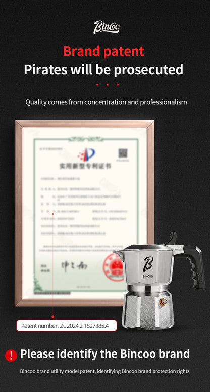 Bincoo Three Valve 316 Stainless Steel Mocha Pot Pressure Concentrating Extraction Coffee Pot Home Professional Barista Kit