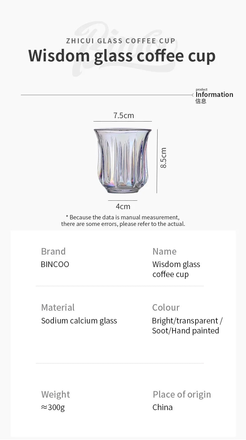 BINCOO 160ml Glass Coffee Cup Drinking Glasses for Espresso Cappuccino Latte Mug Juice Cocktails Home Kitchen Barista Glassware