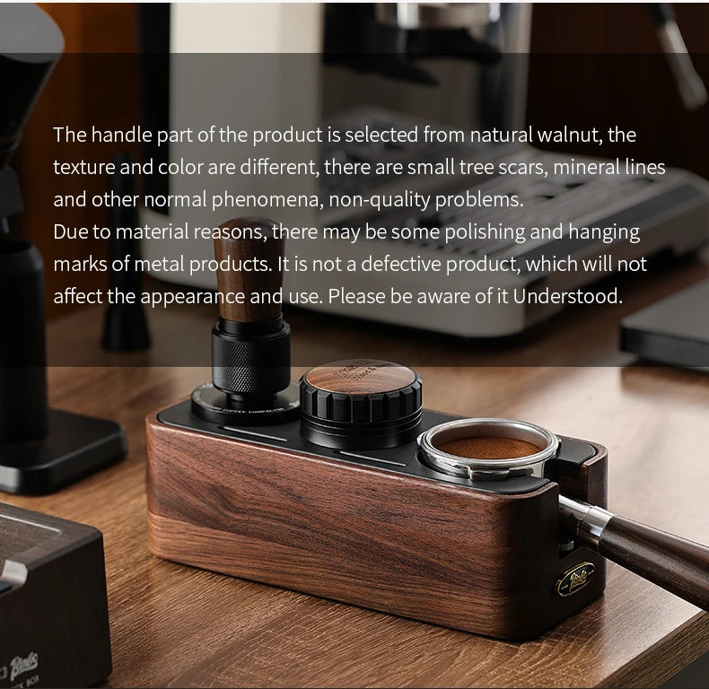 Bincoo Solid Wood Coffee Tamping Stand, Fits 51/58mm Portafilters, Espresso Distributor Base, Barista Tool