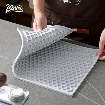 Bincoo 45x30cm Coffee Pressed Powder Mat Drain Mat Bar Mat Non-slip Tabletop Protective Mat Coffee Workbench Supporting Tools