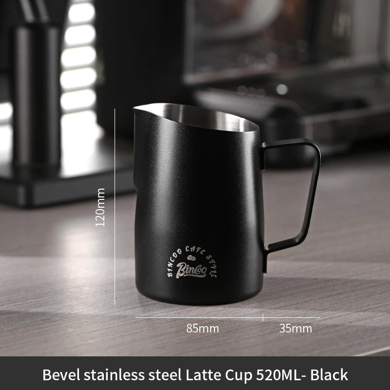 Bincoo Stainless Steel Milk Frothing Pitcher 420/520ml Cappuccino Latte Art  Jug Chic Home Barista Accessories Latte cup and jar