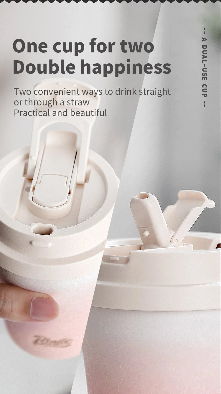 Coffee Insulated Cup 280ML Outdoor Portable Ice Cup Travel Coffee Mug Spill Proof With Lid Car Direct Drinking Thermos Cup