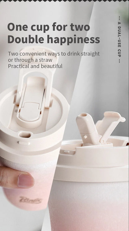 Coffee Insulated Cup 280ML Outdoor Portable Ice Cup Travel Coffee Mug Spill Proof With Lid Car Direct Drinking Thermos Cup