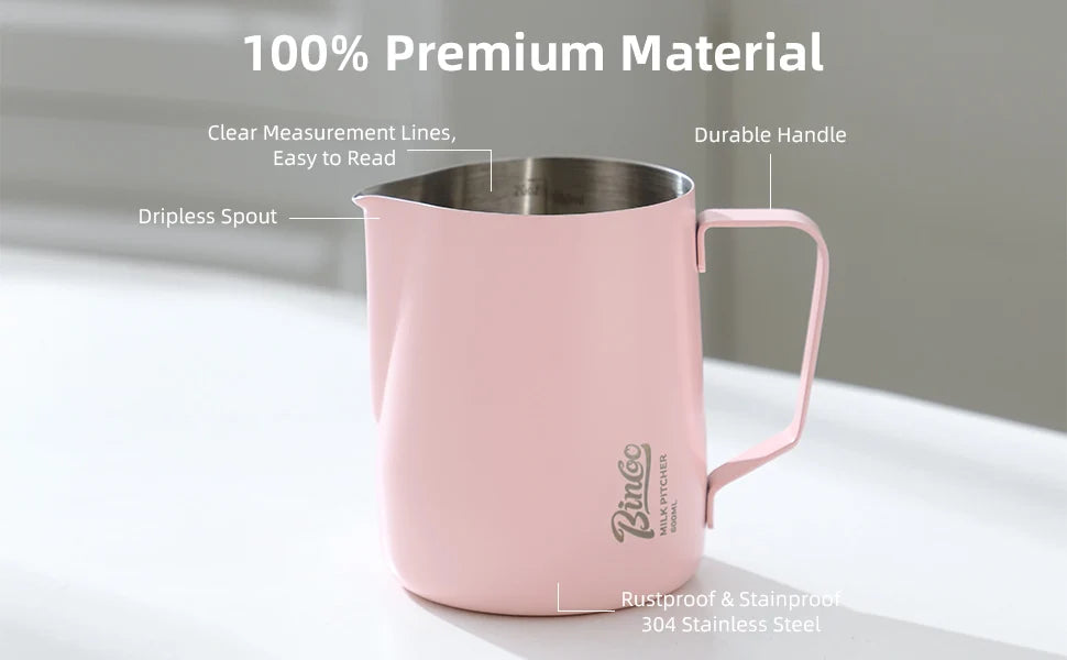 Bincoo Pointed Spout Milk Frothing Pitcher, 350ml/600ml Stainless Steel Latte Art Cup, Professional Coffee Steaming Jug