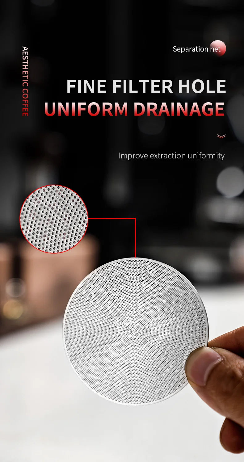 Bincoo-Stainless Steel Espresso Extraction Filter, Secondary Water Separation Net, Espresso Machine Handle, Powder Bowl