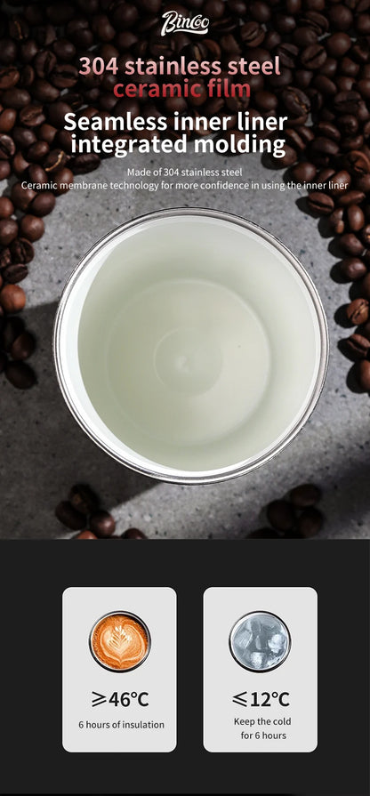 Bincoo 500Ml 304 Stainless Steel Coffee Cup Vacuum Insulated Travel Cup Gradient Color Portable Insulated Cup With Lifting Rope