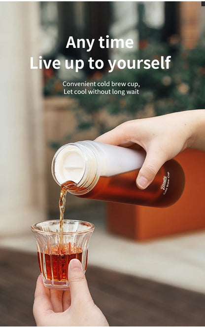 BINCOO Hand Brewed Cold Extraction Bottle Portable Cold Brew Coffee Pot Accompanying Cup Outdoor Lemon Juice Smoothie Filter Cup