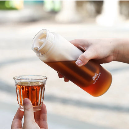 BINCOO Hand Brewed Cold Extraction Bottle Portable Cold Brew Coffee Pot Accompanying Cup Outdoor Lemon Juice Smoothie Filter Cup