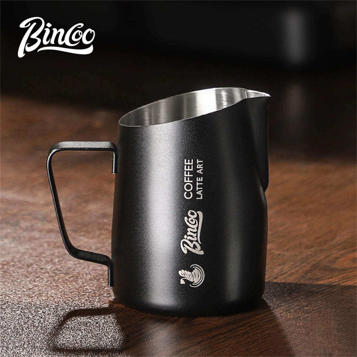 BINCOO Milk Frothing Pitcher 420ml Milk Frother Cup Espresso Steaming Pitcher Stainless Steel Milk Frother Jug Home Barista Tool