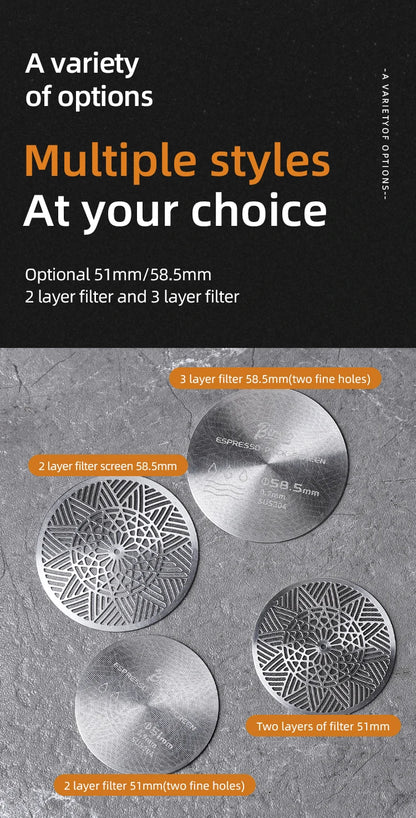 Secondary water distribution network Italian coffee handle, sintered plate, stainless steel extraction filter, three-layer 51/58