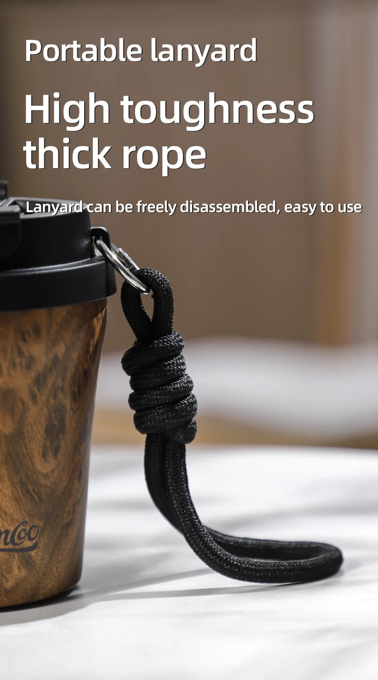 Bincoo Wood Grain Pattern Coffee Thermal Cup 500ml Coffee Travel Mug Insulated Vaccum Portable 304 Stainless Steel Thermos Jug