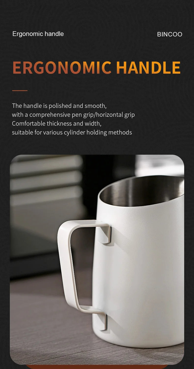 Bincoo Stainless Steel Milk Frothing Pitcher 420/520ml Cappuccino Latte Art  Jug Chic Home Barista Accessories Latte cup and jar