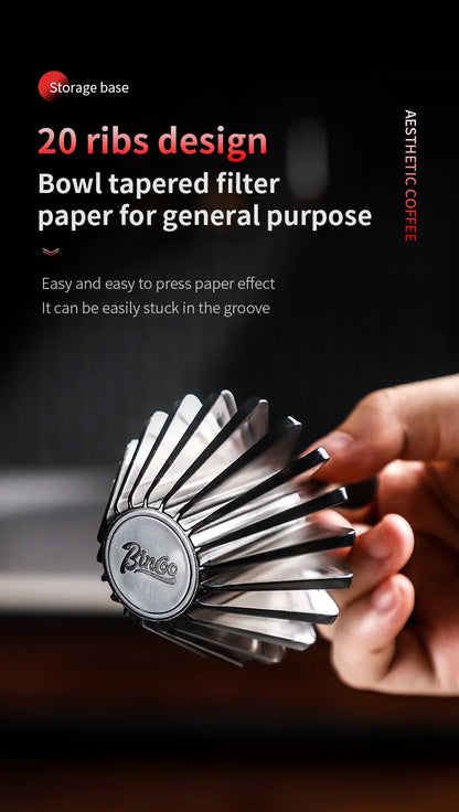 Bincoo Universal Bowl Shape Cone Coffee Filter With Tritan Holder Heat Resistant Paper Filters For Pour Over Brewing