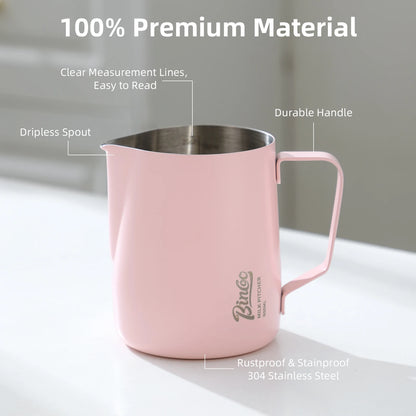 Bincoo Pointed Spout Milk Frothing Pitcher, 350ml/600ml Stainless Steel Latte Art Cup, Professional Coffee Steaming Jug