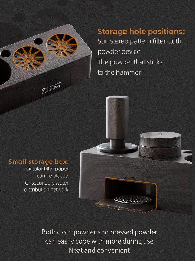 Bincoo Coffee Tamping Kit, Woodgrain 3-Piece Set with Distributor, Fits 51-58mm Portafilters
