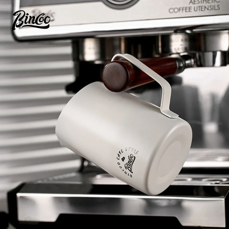 Bincoo Stainless Steel Milk Frothing Pitcher 420/520ml Cappuccino Latte Art  Jug Chic Home Barista Accessories Latte cup and jar