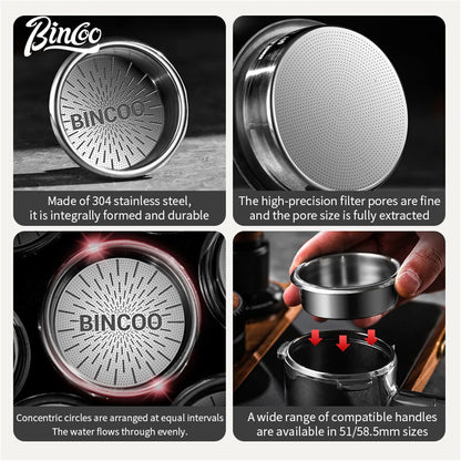 BINCOO New Precision High Extraction Matrix 51/58.5mm Basket Filter，Micro Sieve Filter Basket Stainless Steel Portafilter Basket