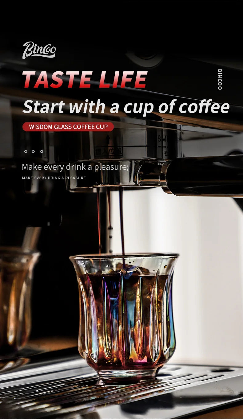 BINCOO 160ml Glass Coffee Cup Drinking Glasses for Espresso Cappuccino Latte Mug Juice Cocktails Home Kitchen Barista Glassware