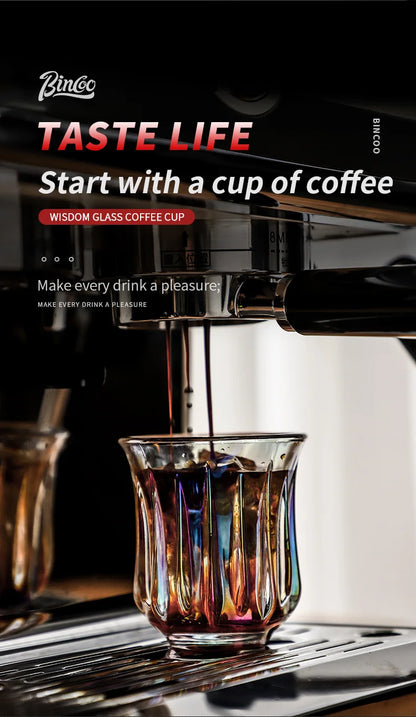 BINCOO 160ml Glass Coffee Cup Drinking Glasses for Espresso Cappuccino Latte Mug Juice Cocktails Home Kitchen Barista Glassware