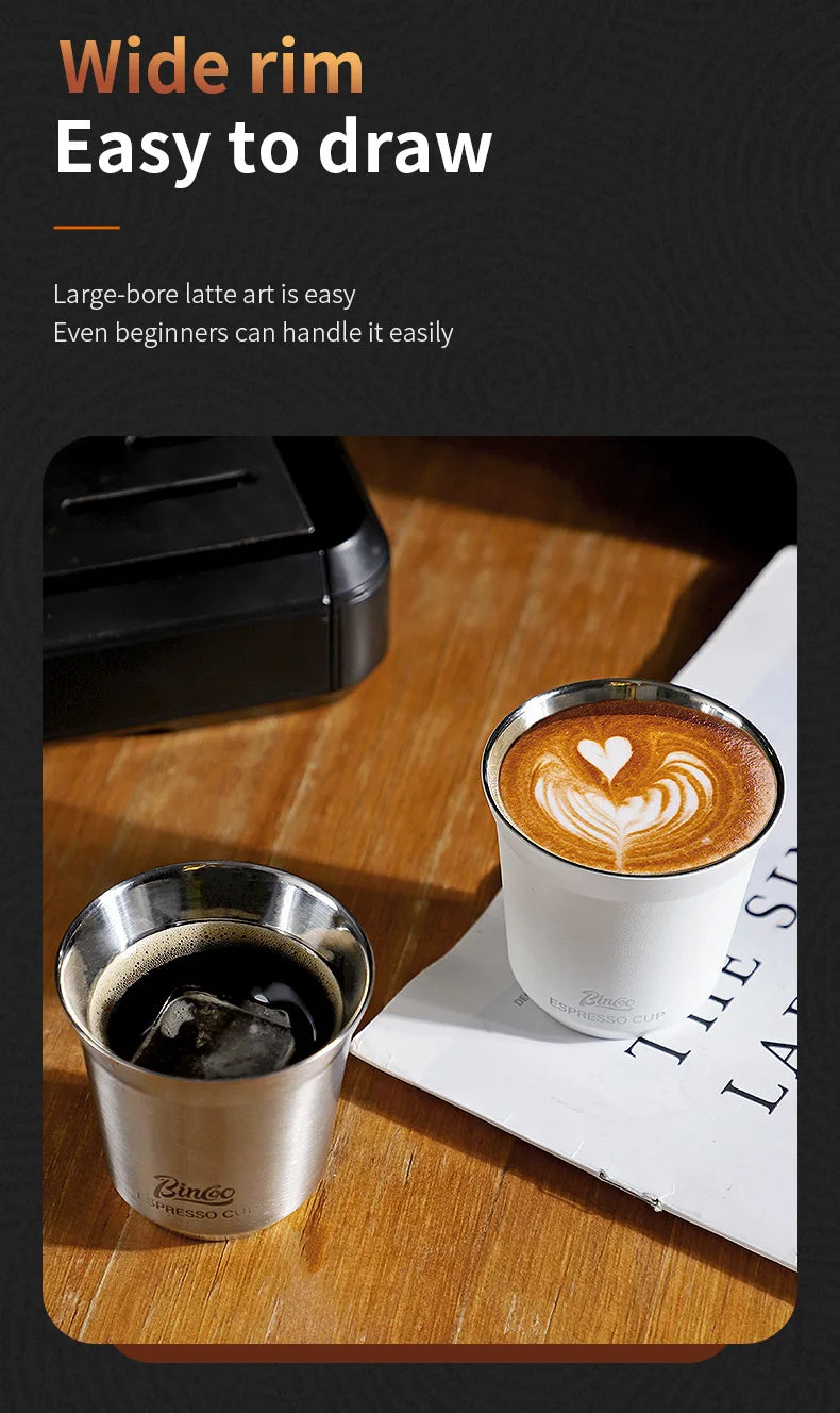 Bincoo 304 Stainless Steel Espresso Mugs 80ML Coffee Cups Insulated Double Wall Heat-insulating Safe Small Capacity Drink Cups