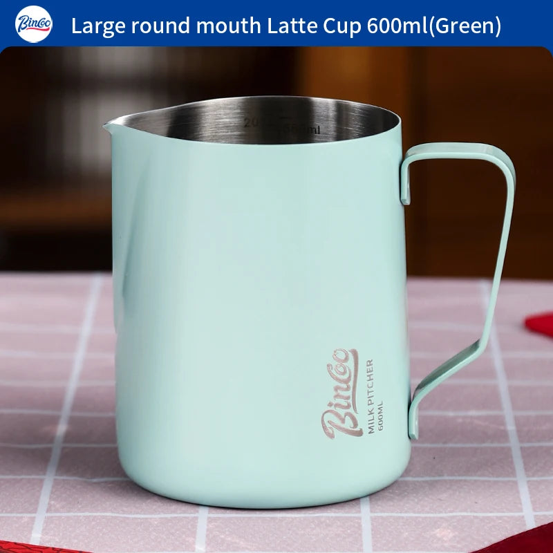 Bincoo Pointed Spout Milk Frothing Pitcher, 350ml/600ml Stainless Steel Latte Art Cup, Professional Coffee Steaming Jug