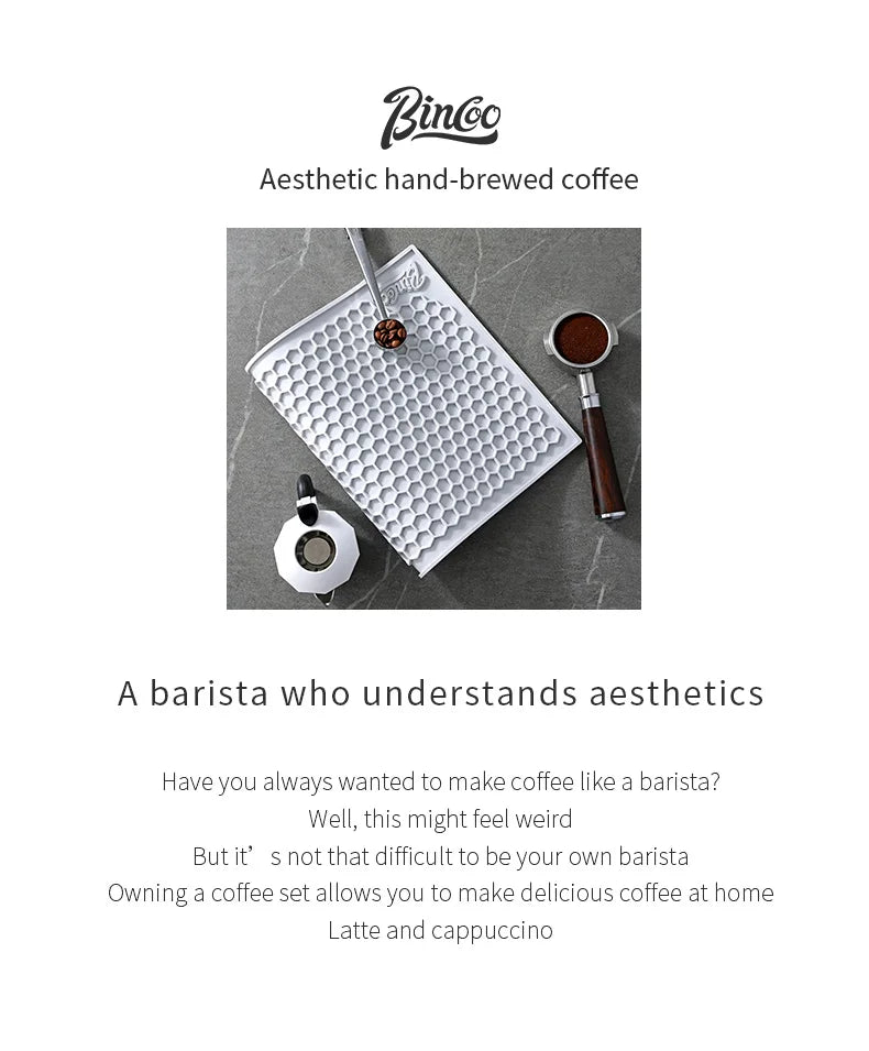 Bincoo 45x30cm Coffee Pressed Powder Mat Drain Mat Bar Mat Non-slip Tabletop Protective Mat Coffee Workbench Supporting Tools