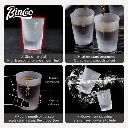 BINCOO Espresso Glass Measuring Cup 50ML Clear Shot Glasses Coffee Mugs Set Espresso Measuring Cup Tools Milk Frothing Pitcher