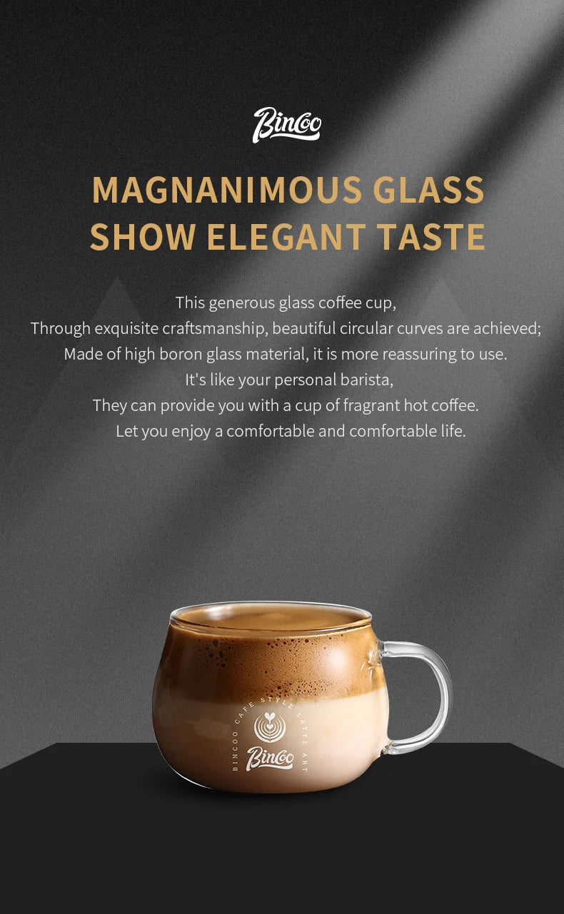 Bincoo 280ml Heat Resistant High Borosilicate Glass Mug Coffee Cup with Handle Office Tea Milk Water Cup Clear Cups Espresso mug