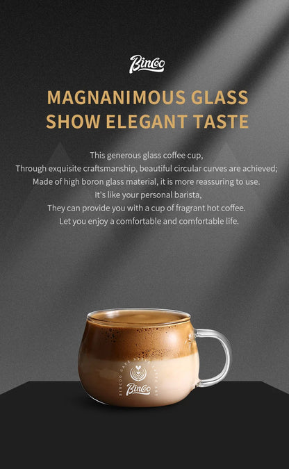 Bincoo 280ml Heat Resistant High Borosilicate Glass Mug Coffee Cup with Handle Office Tea Milk Water Cup Clear Cups Espresso mug