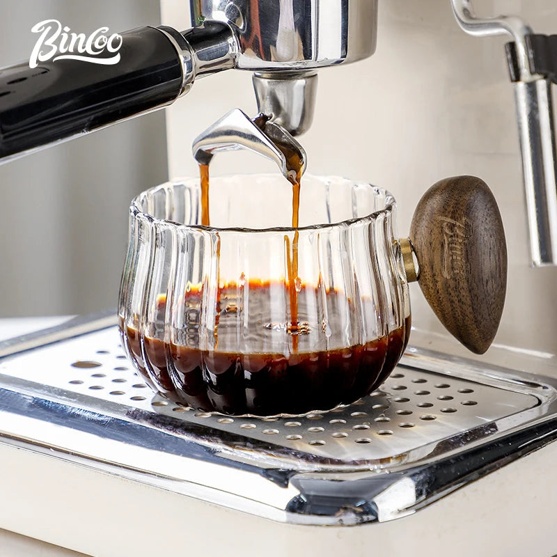 New Stripe Heat-resistant High Boron Silicon Glass Coffee Mug With Wooden Handle Ice American Latte Cup Breakfast Milk Tea Cup