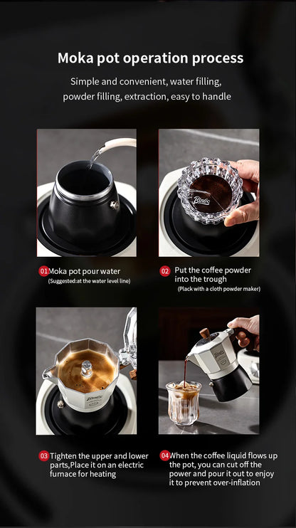 Bincoo Dual Valve Moka Pot Set , Espresso Coffee Maker, Portable Home Machine, Outdoor Use