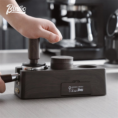 Bincoo Coffee Tamping Kit, Woodgrain 3-Piece Set with Distributor, Fits 51-58mm Portafilters