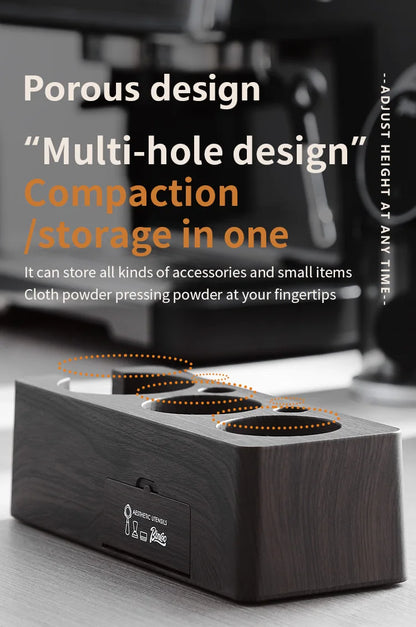Bincoo Coffee Tamping Kit, Woodgrain 3-Piece Set with Distributor, Fits 51-58mm Portafilters