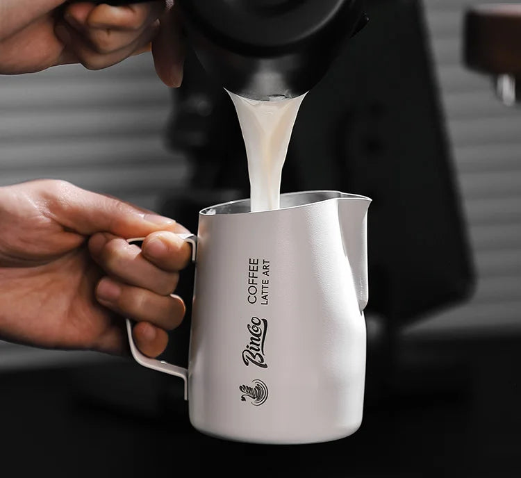 Bincoo Stainless Steel Milk Frothing Pitcher 420/520ml Cappuccino Latte Art  Jug Chic Home Barista Accessories Latte cup and jar