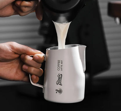 Bincoo Stainless Steel Milk Frothing Pitcher 420/520ml Cappuccino Latte Art  Jug Chic Home Barista Accessories Latte cup and jar