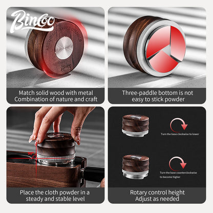BINCOO 51/58mm 30Ib Constant Pressure Coffee Tamper & Distributor with Tamping Base Espresso Tamper Set Home Barista Accessories