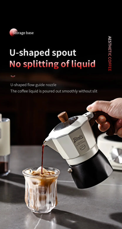 Bincoo Dual Valve Moka Pot Set , Espresso Coffee Maker, Portable Home Machine, Outdoor Use