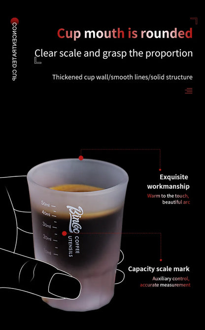 BINCOO Espresso Glass Measuring Cup 50ML Clear Shot Glasses Coffee Mugs Set Espresso Measuring Cup Tools Milk Frothing Pitcher