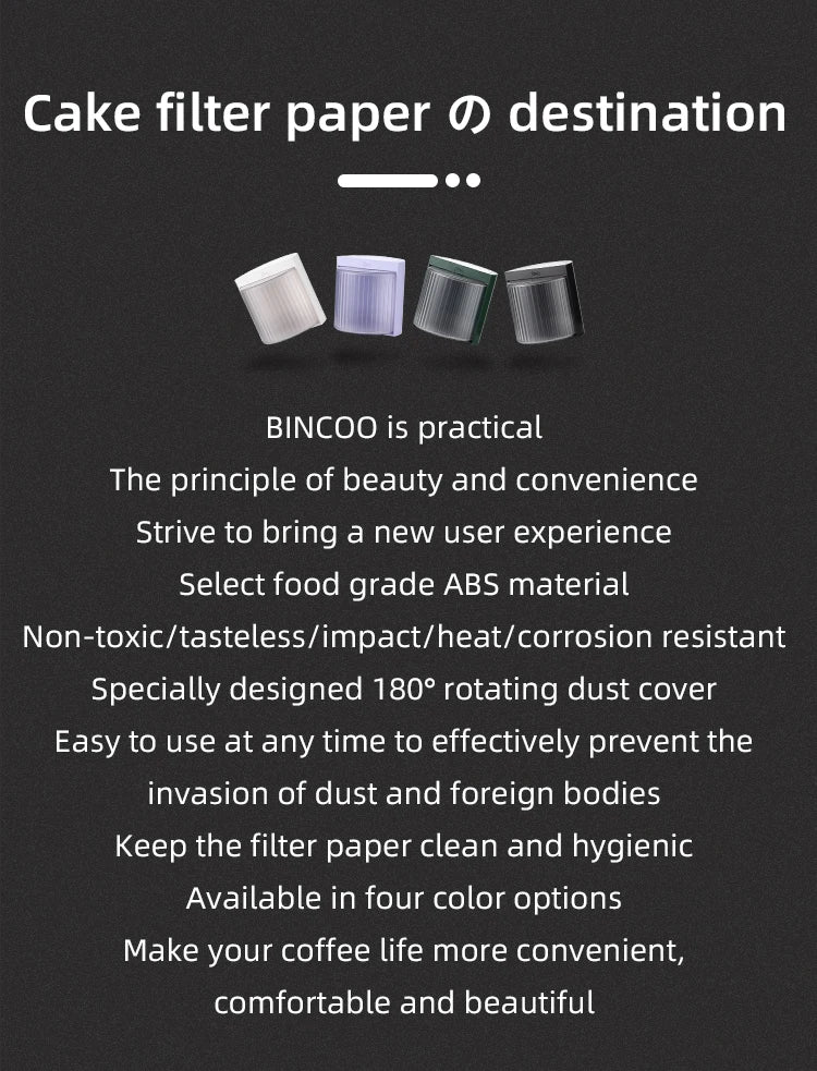 BINCOO Coffee Filter Paper Storage Box Rack Cake Filter Paper Holder Mocha Pot Filter Paper Dust-proof Storage Box Barista Tools
