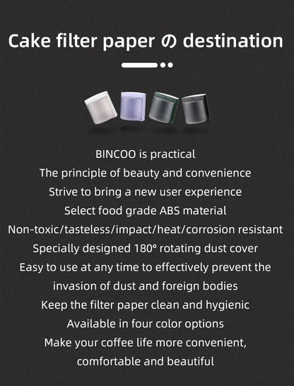 BINCOO Coffee Filter Paper Storage Box Rack Cake Filter Paper Holder Mocha Pot Filter Paper Dust-proof Storage Box Barista Tools